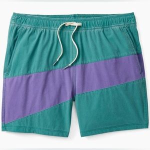 Fair Harbor Swim Trunks XXL Mens Lined Blue and Putple Elastic Waist Stretch